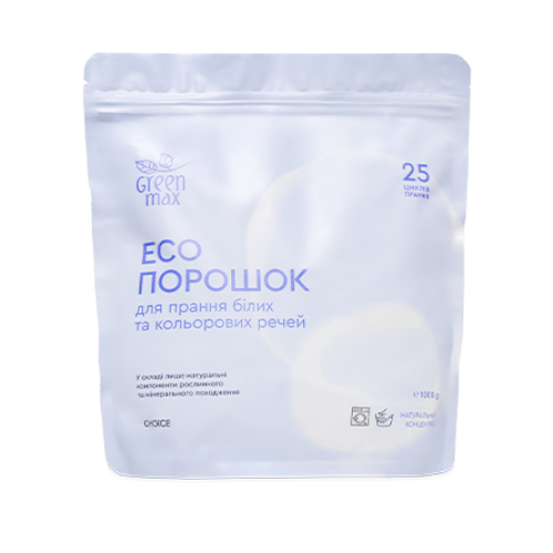 ЕКОПОРОШОК ДЛЯ ПРАННЯ БІЛИХ ТА КОЛЬОРОВИХ РЕЧЕЙ 1 КГ