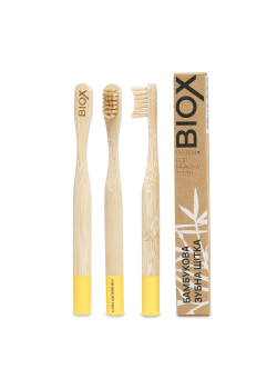 Детская бамбуковая зубная щетка BIOX с 2х лет - Yellow