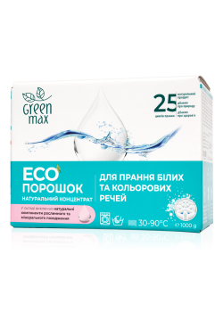 Эко-порошок концентрат натуральный для стирки белых и цветных вещей Green Max