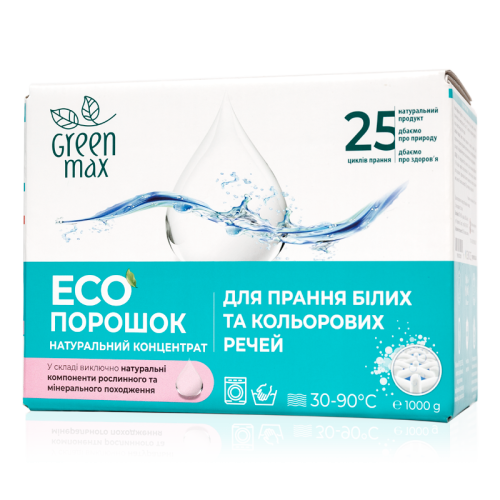 Эко-порошок концентрат натуральный для стирки белых и цветных вещей Green Max