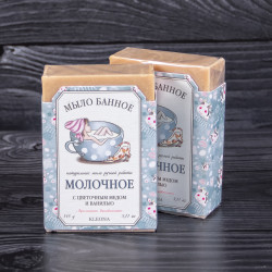 МЫЛО БАННОЕ «МОЛОЧНОЕ» С ЦВЕТОЧНЫМ МЕДОМ И ВАНИЛЬЮ, 145 Г